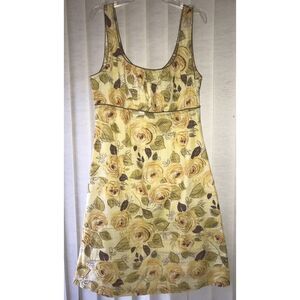 CAbi Yellow‎ Floral Empire Waist Sun Dress Size 8 Sundress